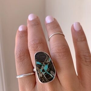 Custom-Made Sterling Silver Spiderweb Turquoise Ring